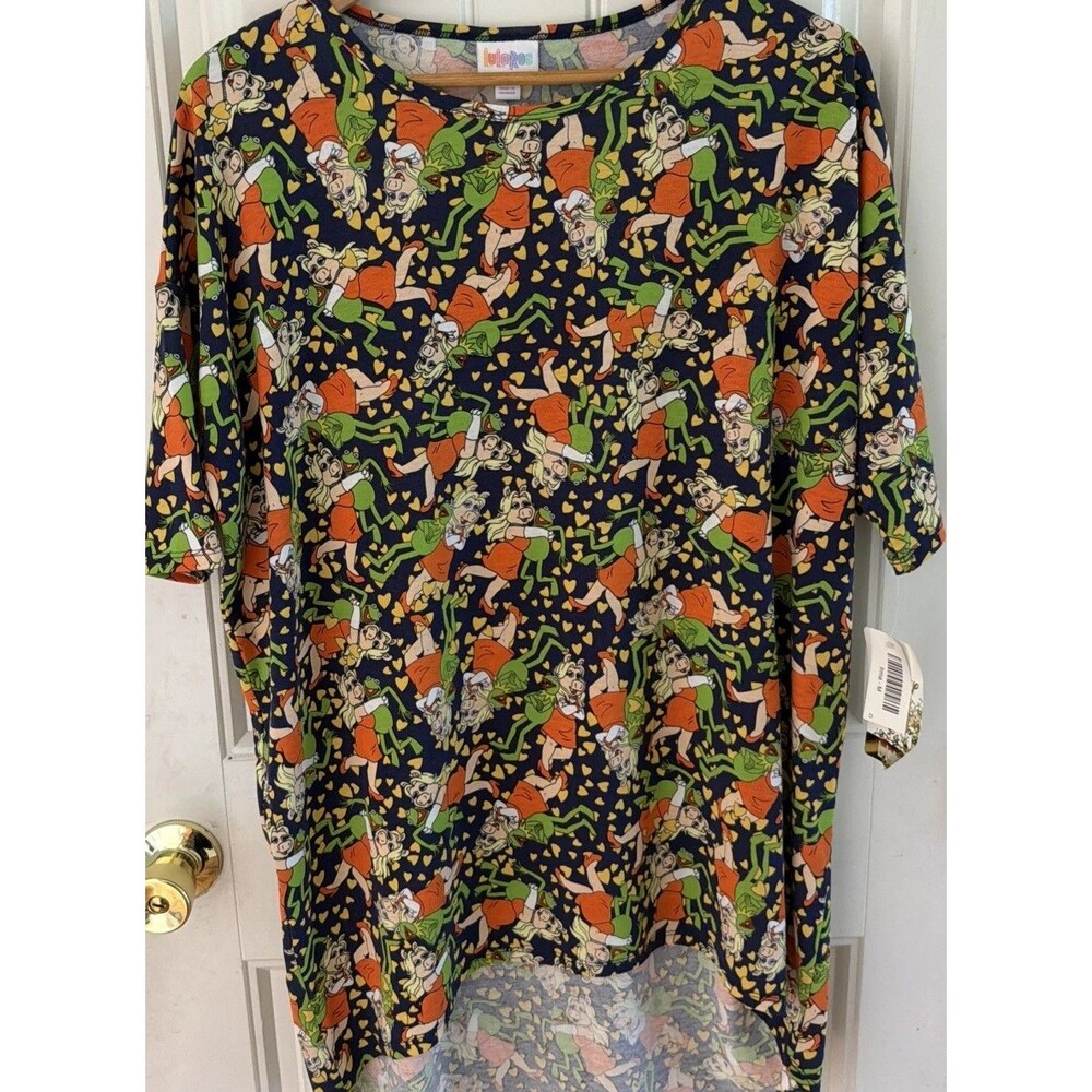 LuLaRoe Muppets Miss Piggy & Kermit Irma High Low Tunic Women's Size M